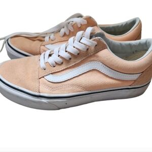 Vans Coral and White Low-Top Sneakers